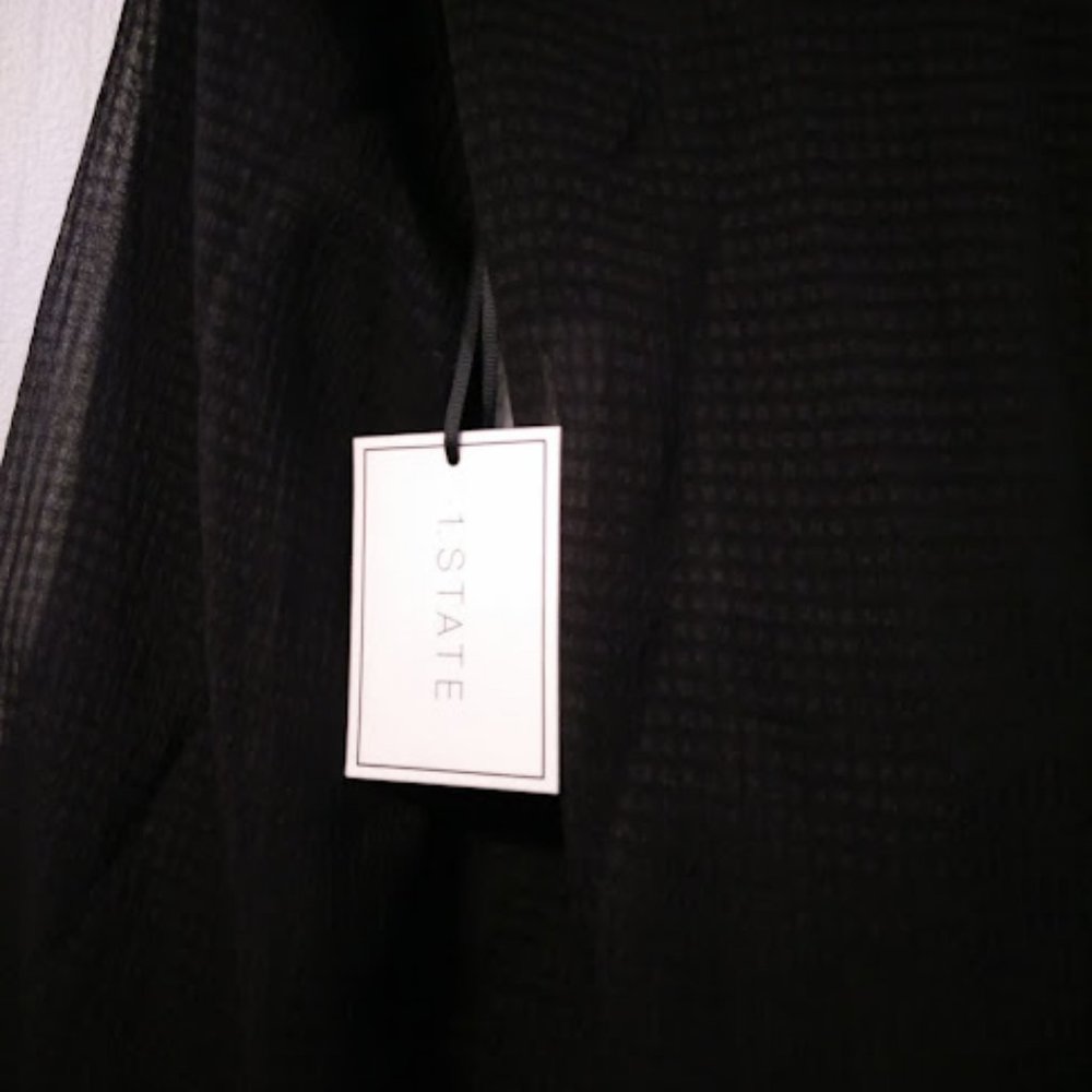 1.State Women's Smock Neck Tie Waist Blouse - Picture 3 of 6